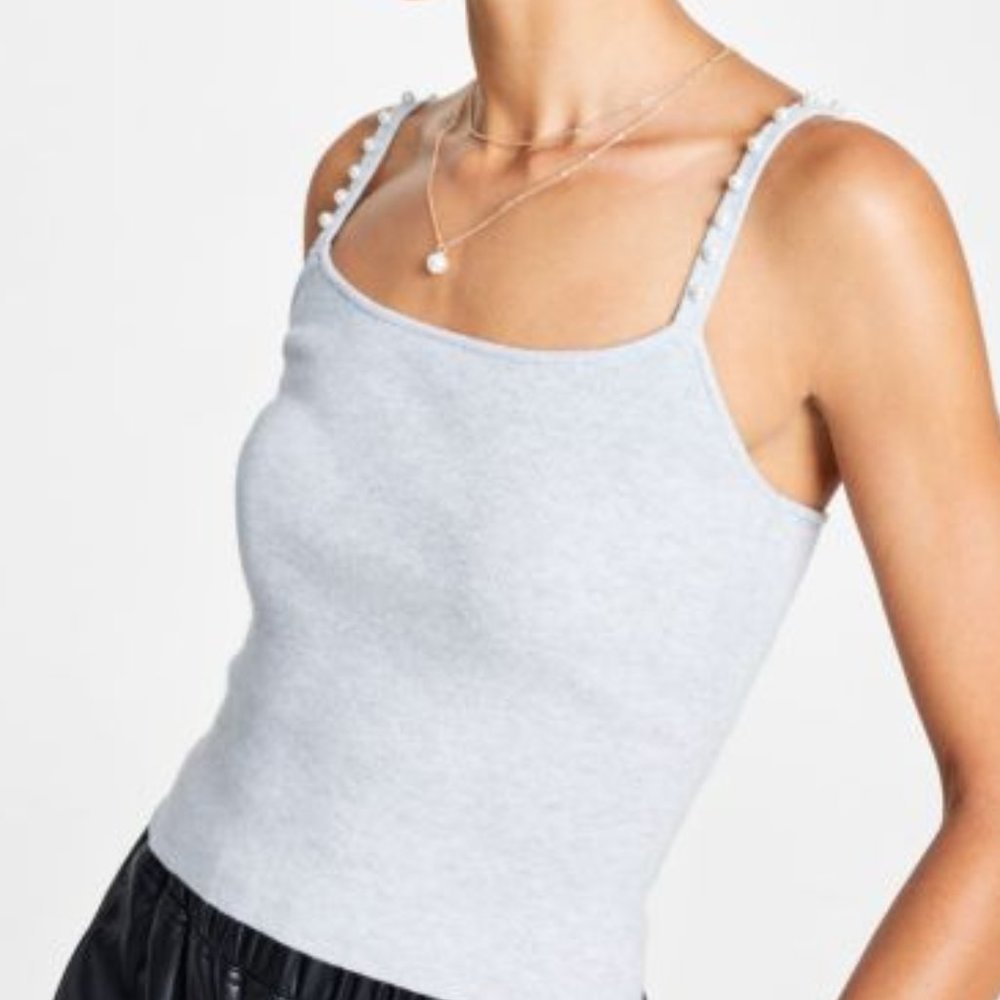 INC GRAY PEARL EMBELLISHED SPAGHETTI STRAP TOP NWT